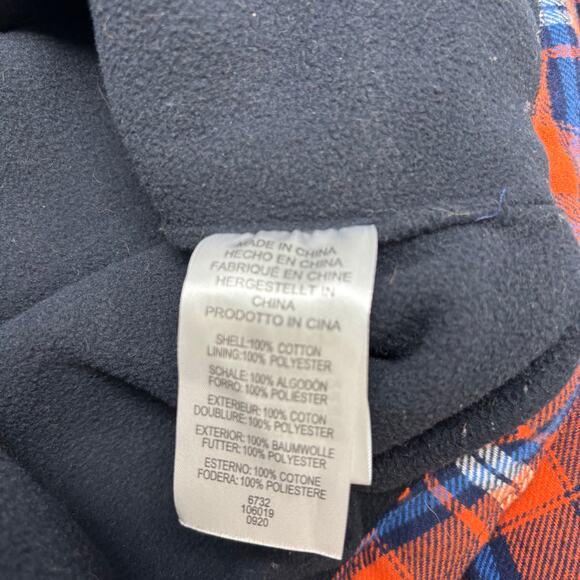 Legendary Mens XLT Orange Blue Plaid Fleece Lined Long Sleeve Shacket w/ Pockets - Picture 4 of 6